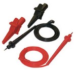 AEMC Instruments 2121.53 PTL-31 Lead  Set of 2, Color-coded 3 ft Leads, 4mm Safety Right-angle Banana Plug, Probe Tip on other end, 2 Color-coded Screw-on Alligator Clips (PTL-31)