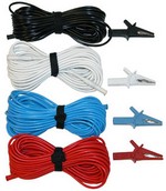 AEMC Instruments 2140.66 Lead - Set of 4, Color-coded 30 ft (10m) w/color-coded alligator clips (red, black, blue & white) {Rated 600V Cat IV, 10A}
