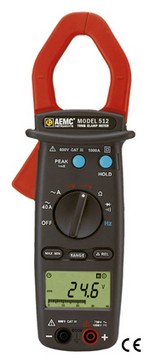 AEMC Instruments 2117.68 Clamp-on Meter Model 512 (TRMS, 1000AAC, 750VAC/1000VDC, Hz, Ohms, Continuity)