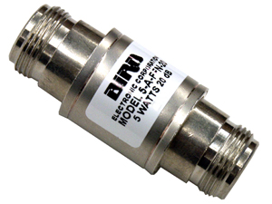Attenuator, 5 W, 20 dB, N(f) to N(f), DC to 4 GHz