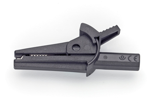 MINI-ALLIGATOR CLIP WITH 2MM JACK, (BLACK)