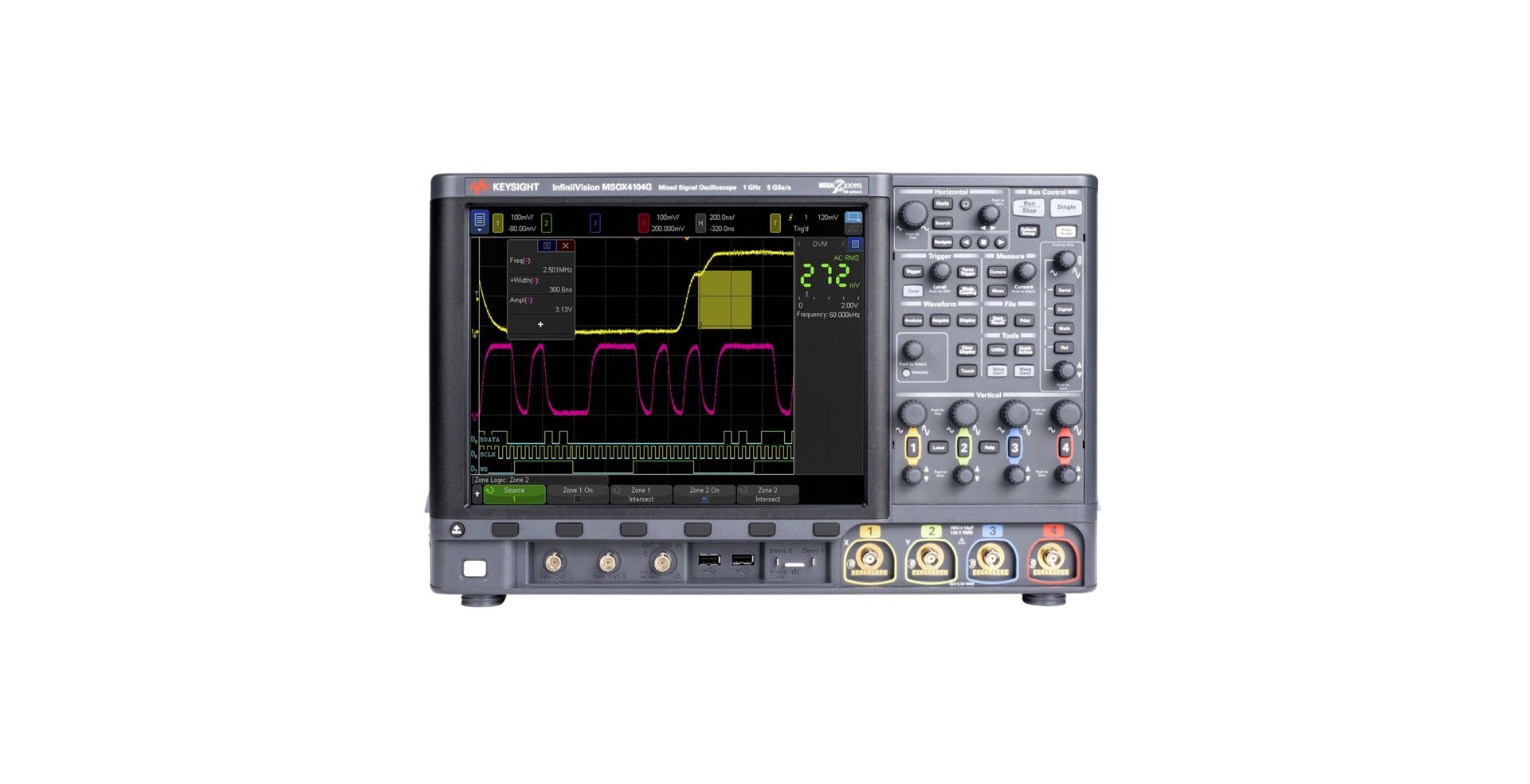 InfiniiVision Oscilloscope, mixed signal, 2+16-channel, 350 MHz, w/ Wavegen