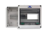 Powerside 770-009000 UL listed and IP65 protection. Hinged window and integrated DIN Rail. 25.4cmW x 18cmH x 12.3cmD (10