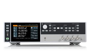 LCR meter, meas. frequency up to 500 kHz optional up to 10 MHz, test signals up to 10 V / 200 mA, bias: current intern, voltage int./ext., RDC and transformer measurements, USB/LAN interface