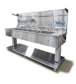 Torvan Medical, Inc. T2-2B-9630HA DOUBLE BASIN STAINLESS STEEL HEIGHT ADJUSTABLE REPROCESSING SINK, 96