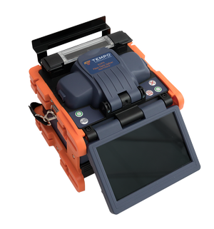 The 915FS touchscreen optical fusion splicer uses active cladding alignment technology which allows the technician to reliably fuse fiber optic cables with low splice losses